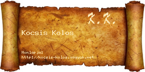 Kocsis Kolos névjegykártya